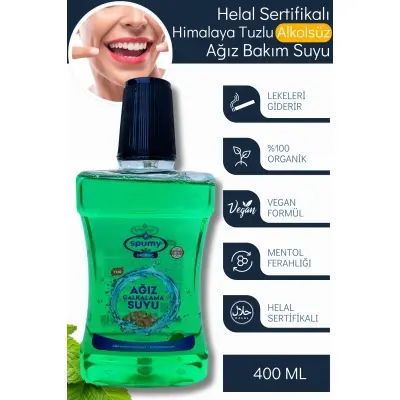 Helal Sertifikalı Himalaya Tuzlu Alkolsüz Ağız Bakım Suyu - 400 ml